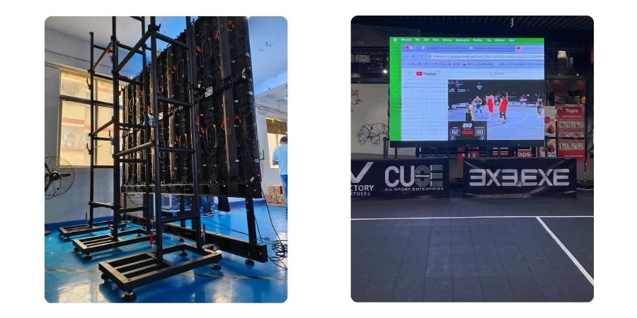 Off-ground LED wall support solution installed for a temporary event setup