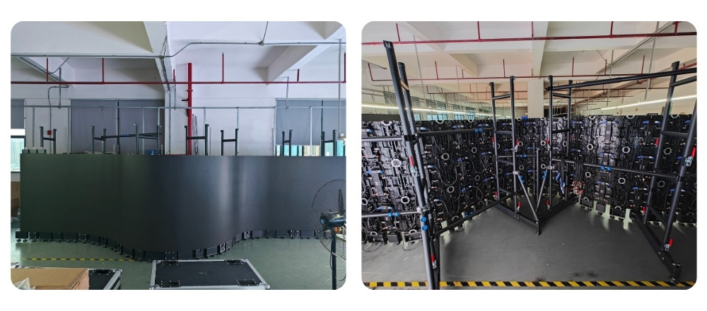 OLED wall ground support system optimized for limited floor space