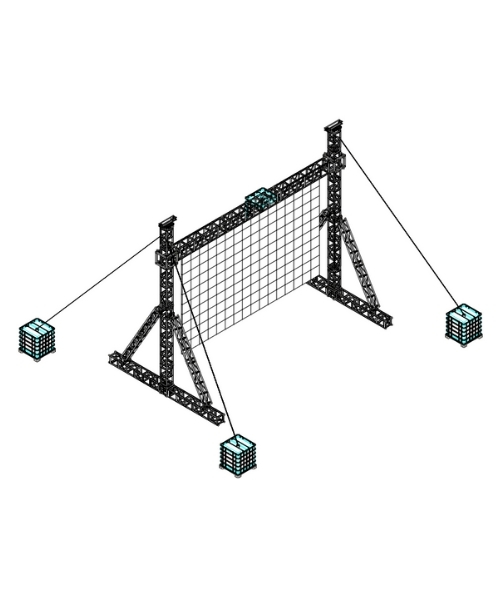 #goal post truss system with ballast weights