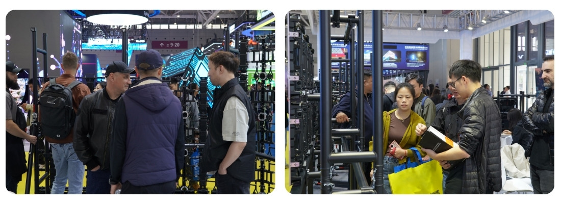 GF-Truss team discussing LED wall support solutions with visitors