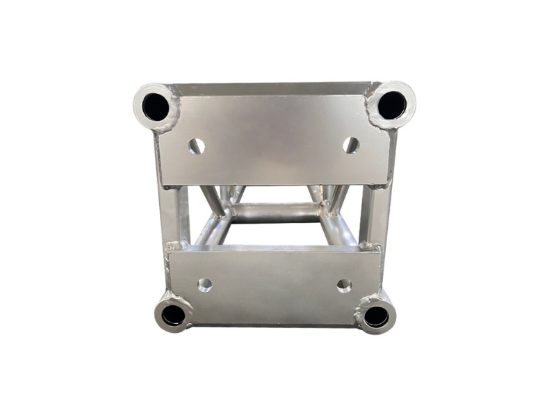 Precision CNC drilled bolt holes on a 12x12 inch aluminum truss plate