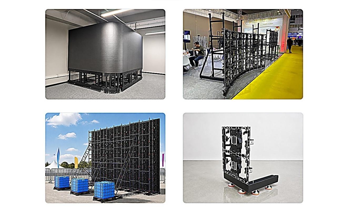 Custom LED wall support systems for large-scale, outdoor, corner and flexible LED panel installations 